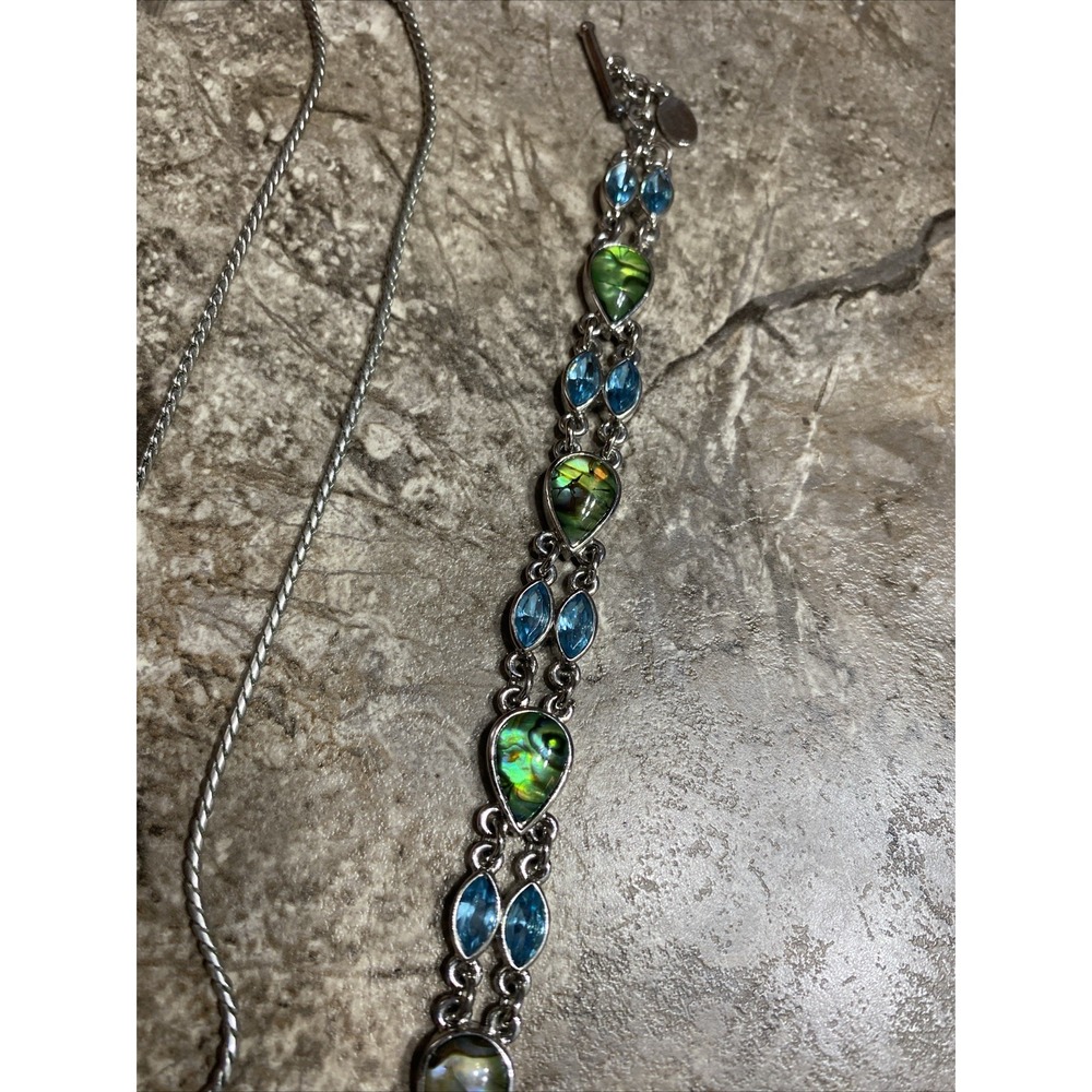 Vintage‎ Cookie Lee Inset Stones Blue & Green & Silver Tone Bracelet Necklace… - Picture 4 of 7